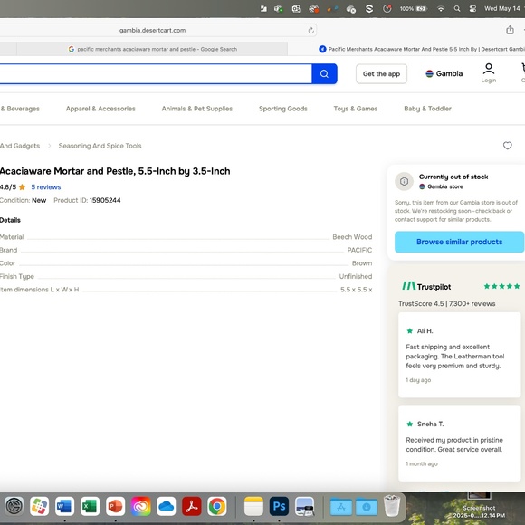 Brand new. Never Used. Great gift. Pacific Merchants Wood Mortar and Pestal - Picture 3 of 3